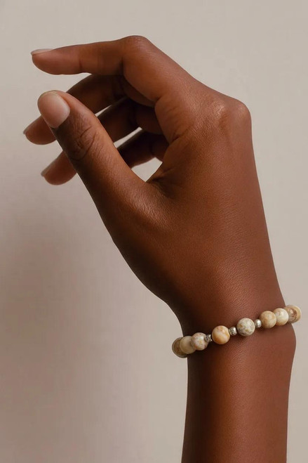 Men's 10 mm White African Opal Gemstone Bracelet