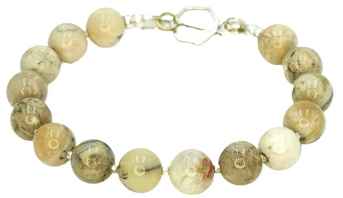 Men's 10 mm White African Opal Gemstone Bracelet