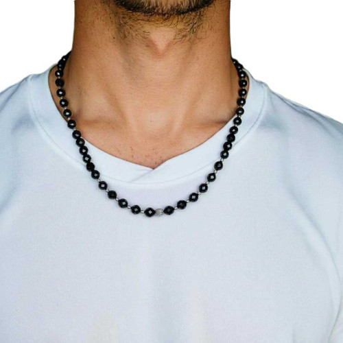 Men's 20 - Inch Black Onyx Gemstone Necklace