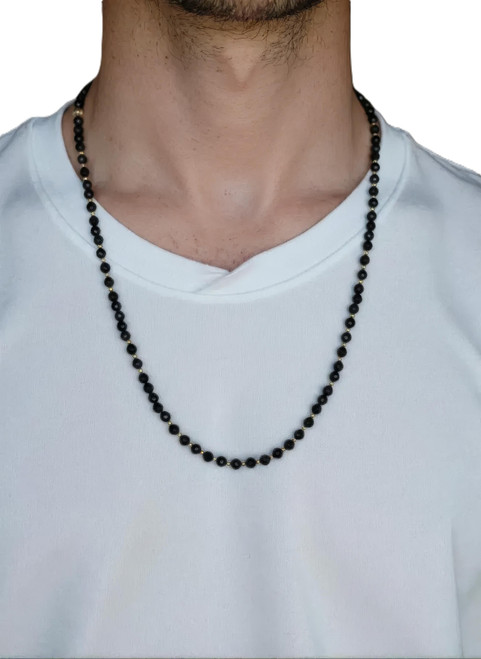 Men's 20 - Inch Black Onyx Gemstone Necklace