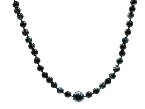 Men's 20 - Inch Black Sardonyx Gemstone Necklace