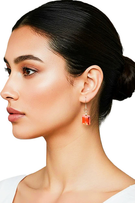 Women's 14 mm Stairway Red Magma Crystal Dangle Earrings