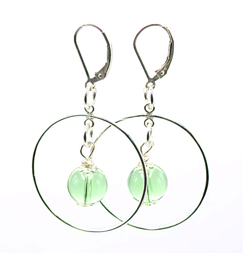 Women's 10 mm Peridot Globe Crystal Dangle Earrings