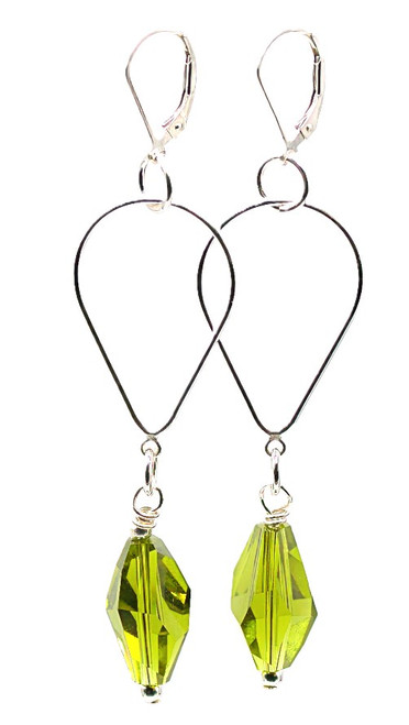Women's 18 mm Olivine Polygon Crystal Dangle Earrings