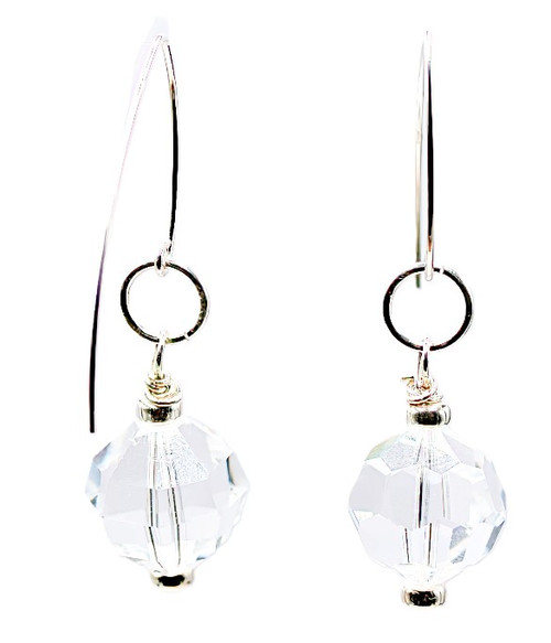 Women's 14 mm Crystal Clear Geometric Round Crystal Dangle Earrings