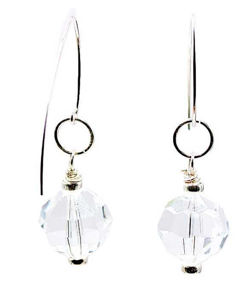 Women's 14 mm Crystal Clear Geometric Round Crystal Dangle Earrings