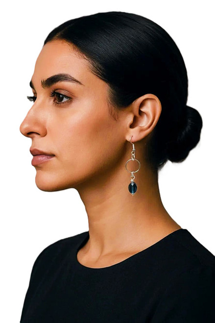 Women’s 8mm x 6mm Montana Blue Mini Oval Crystal Dangle Earrings