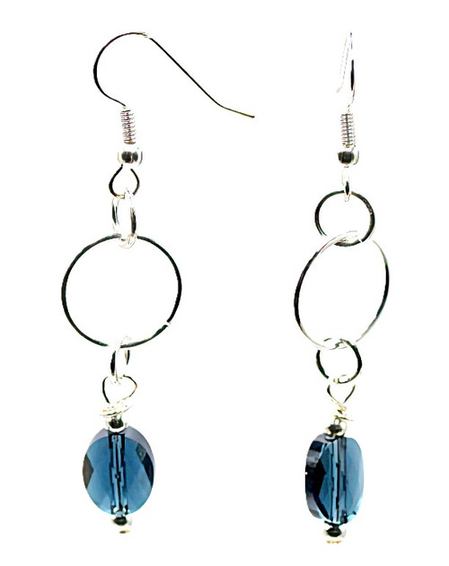 Women’s 8mm x 6mm Montana Blue Mini Oval Crystal Dangle Earrings