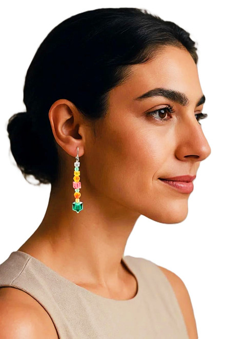 Women’s Multicolored/Multi Shaped Crystals Dangle Earrings