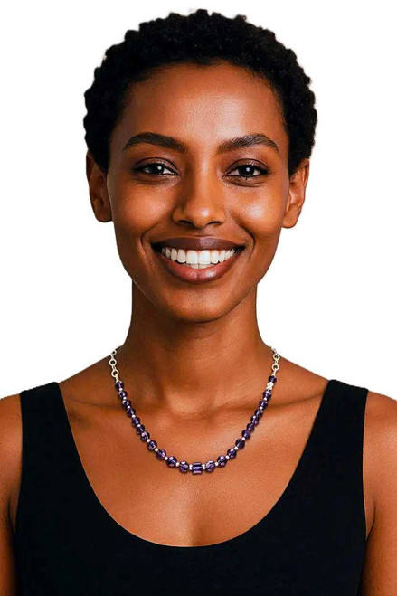 Women's Amethyst Classic Crystal Necklace