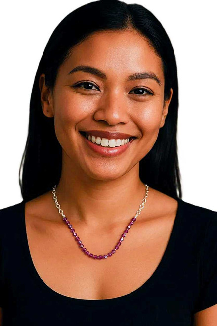 Women's Fuchsia Pink Classic Crystal Necklace