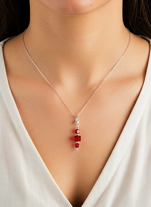 Women's Swarovski Red Siam Pendant Necklace