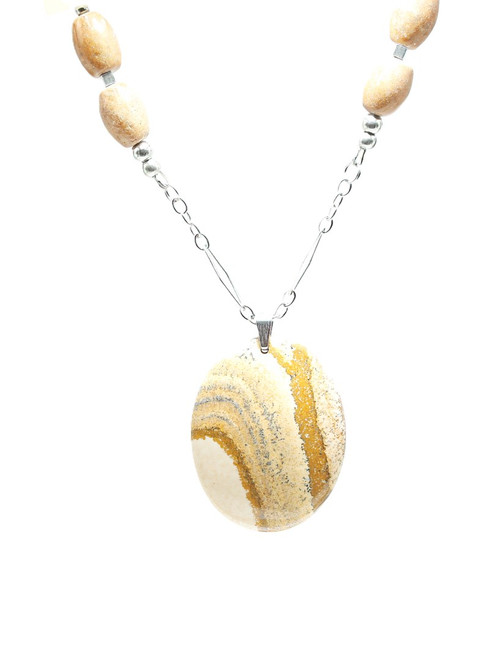 Men’s 29 Inch Picture Jasper & Italian Onyx Necklace