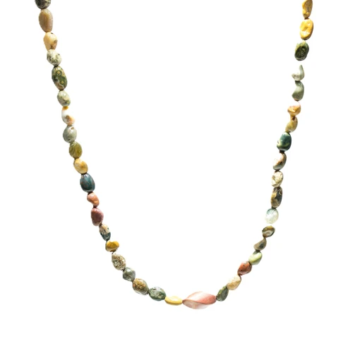 Men’s 26 Inch Ocean Jasper Pebble Necklace