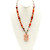 Marble/Red Agate Gemstone Statement Necklace