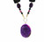 Purple Crazy Lace Agate/Black Stone Gemstone Statement Necklace
