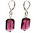 Women's 18 mm Amethyst Emerald Cut Crystal Dangle Earrings