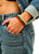 Women's Dark Yellow/Emerald Green/Dark Orange Wood Bead Bracelet Stack