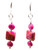 Women's Fuchsia Pink Crazy Lace Agate Coin & Square Dangle Earrings