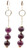 Women's Deep Purple Jade Dangle  Gemstone Earrings