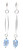 Women's 15 mm Light Sapphire Faceted Barrel Shaped Crystal Drop Earrings
