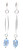 Women's 15 mm Light Sapphire Faceted Barrel Shaped Crystal Dangle Earrings