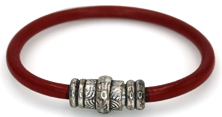 5 mm Red Round Leather Cord Bracelet