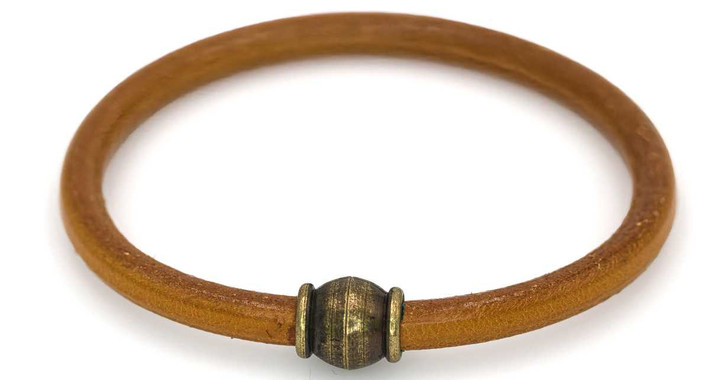 5 mm Hazelnut Round Leather Cord Bracelet