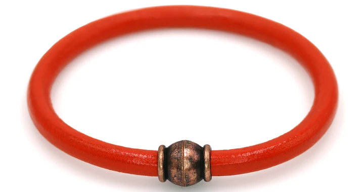 Men's 5 mm Orange Round Leather Cord Bracelet