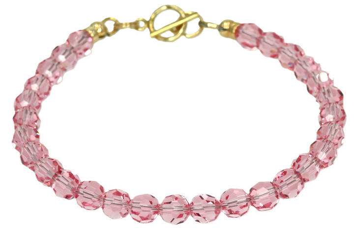Women's 6 mm Light Rose Pink Crystal Bracelet