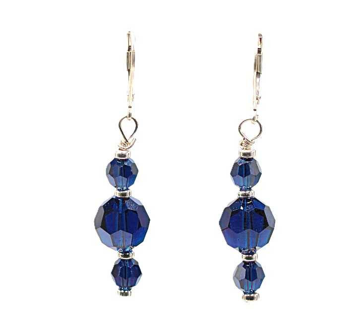 Women's Indigo Blue Crystal Dangle Earrings