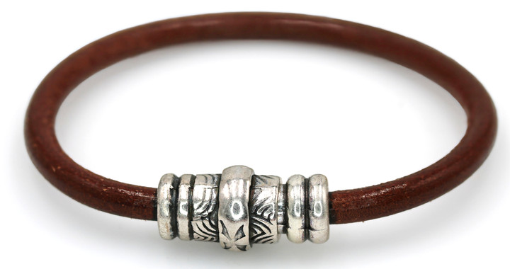 Men's 5mm Whiskey Brown Round Leather Cord Bracelet