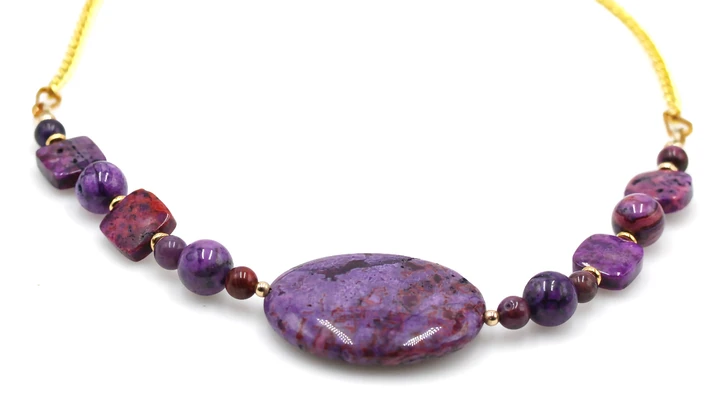 Women's Purple Crazy Lace Agate Gemstone Necklace