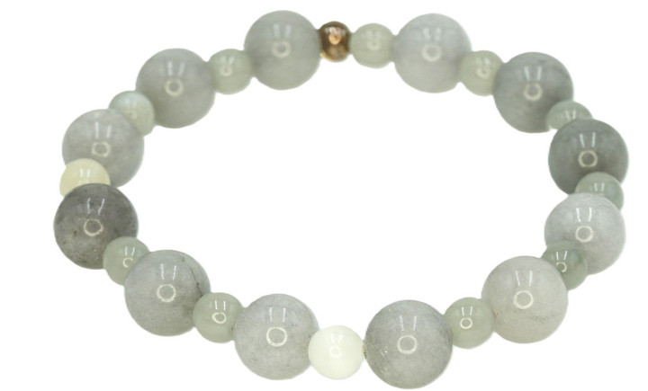 Women's 10 mm Light Gray Gemstone Stretch Bracelet