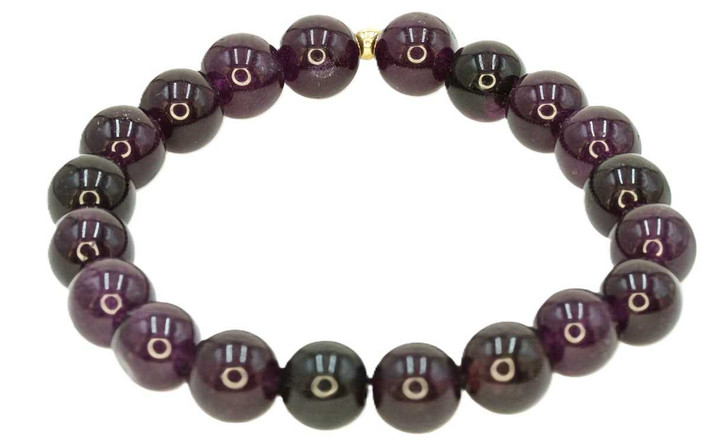 Women's 10 mm Deep Purple Jade Gemstone Stretch Bracelet