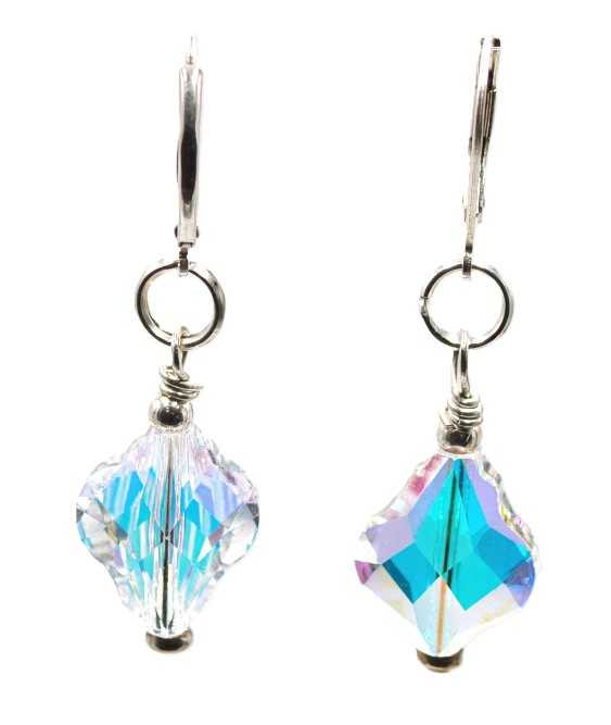Women's 14 mm Crystal Clear Baroque Crystal Dangle Earrings