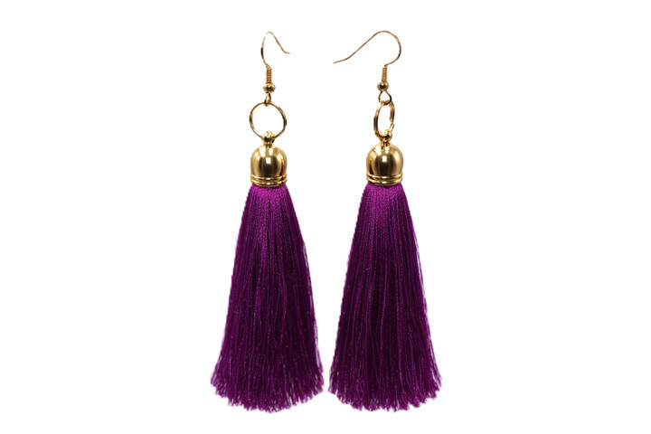 Women's Magenta Silk Tassel Earrings