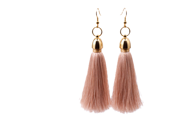 Women's Cream Silk Tassel Earrings