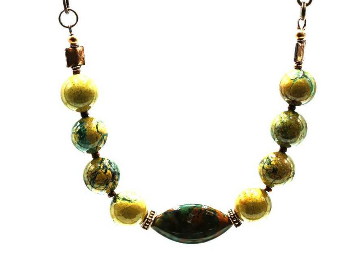 Women's Verdite & Green Opal Gemstone Necklace