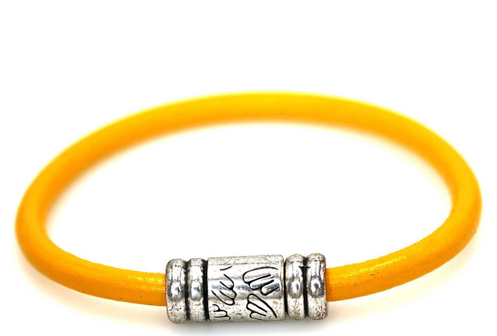 Women's 5 mm Yellow Round Leather Bracelet