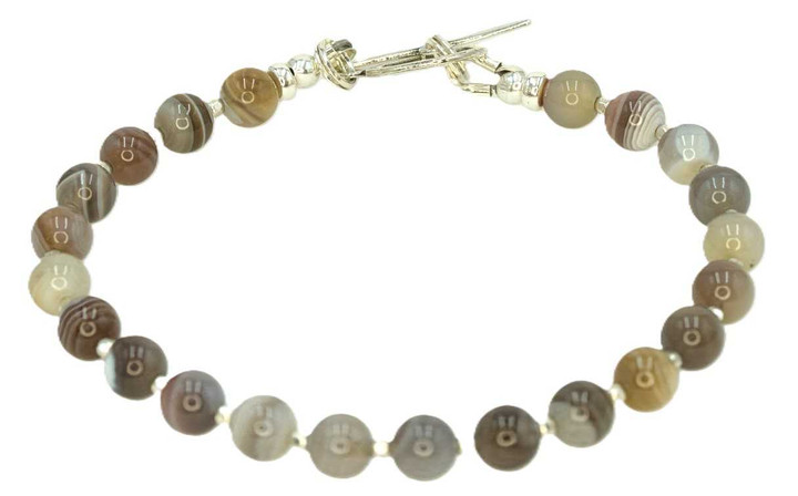 Women's 6 mm Botswana Agate Gemstone Bracelet