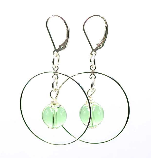 Women's 10 mm Peridot Globe Crystal Dangle Earrings