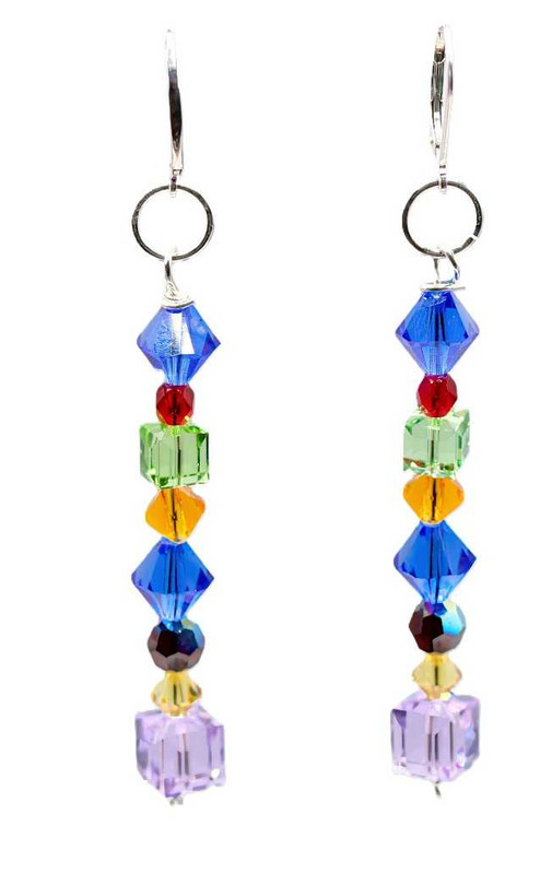 Women’s Multicolored/ Multi Shaped Crystals Dangle Earrings
