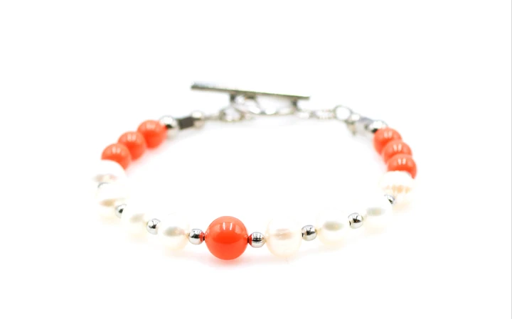 Women's Pink Crystal Pearl Bracelet