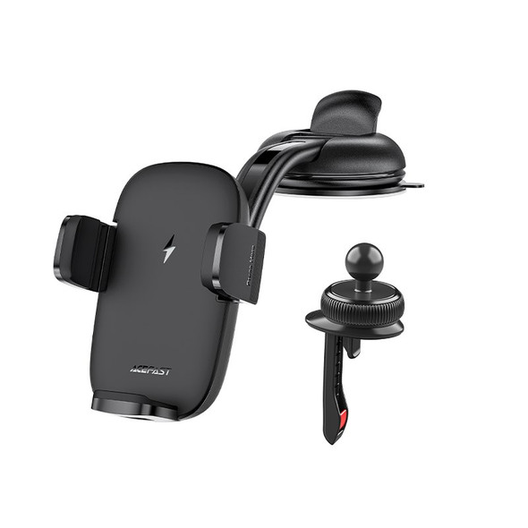 15W Wireless Charging Car Windscreen & Vent Holder - Black