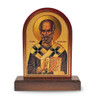 Standing St. Nicholas icon with troparion on reverse