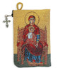 Tapestry pouch, Christ and Virgin Mary Enthroned, front