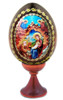 Wood egg on stand, Nativity with Angels icon, small