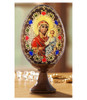 Wood egg on stand, Smolensk icon with gold ornamentation, small
