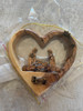 Ornament, Olive wood heart with nativity scene